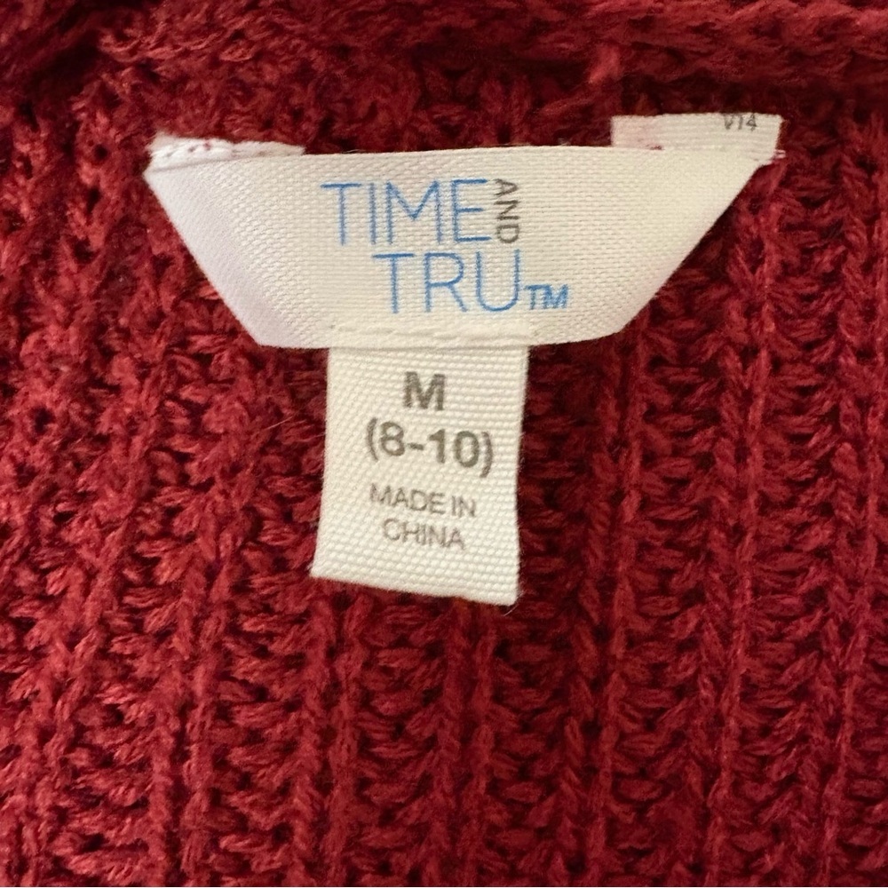 Time and Tru Burgundy Fringe Cardigan - Picture 6 of 8